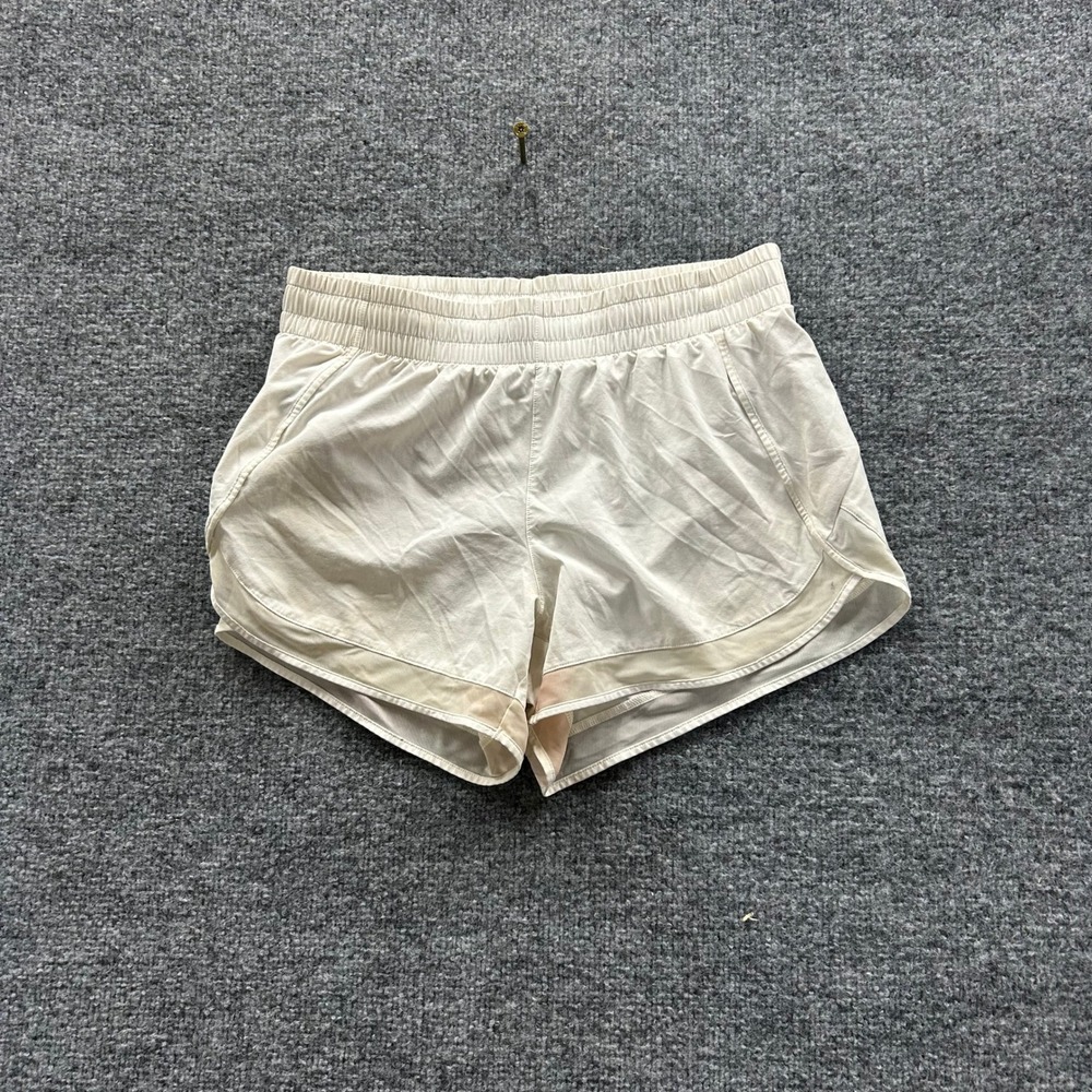 Athleta Shorts Womens Size S White Mesh Racer Run 4 Inch Athletic Stained